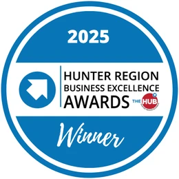 Hunter Region Business Excellence Awards 2025 winner badge
