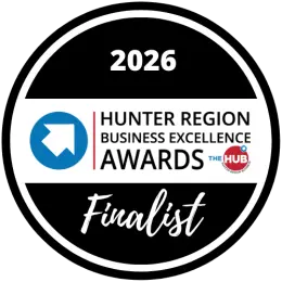 Hunter Region Business Excellence Awards 2026 finalist badge