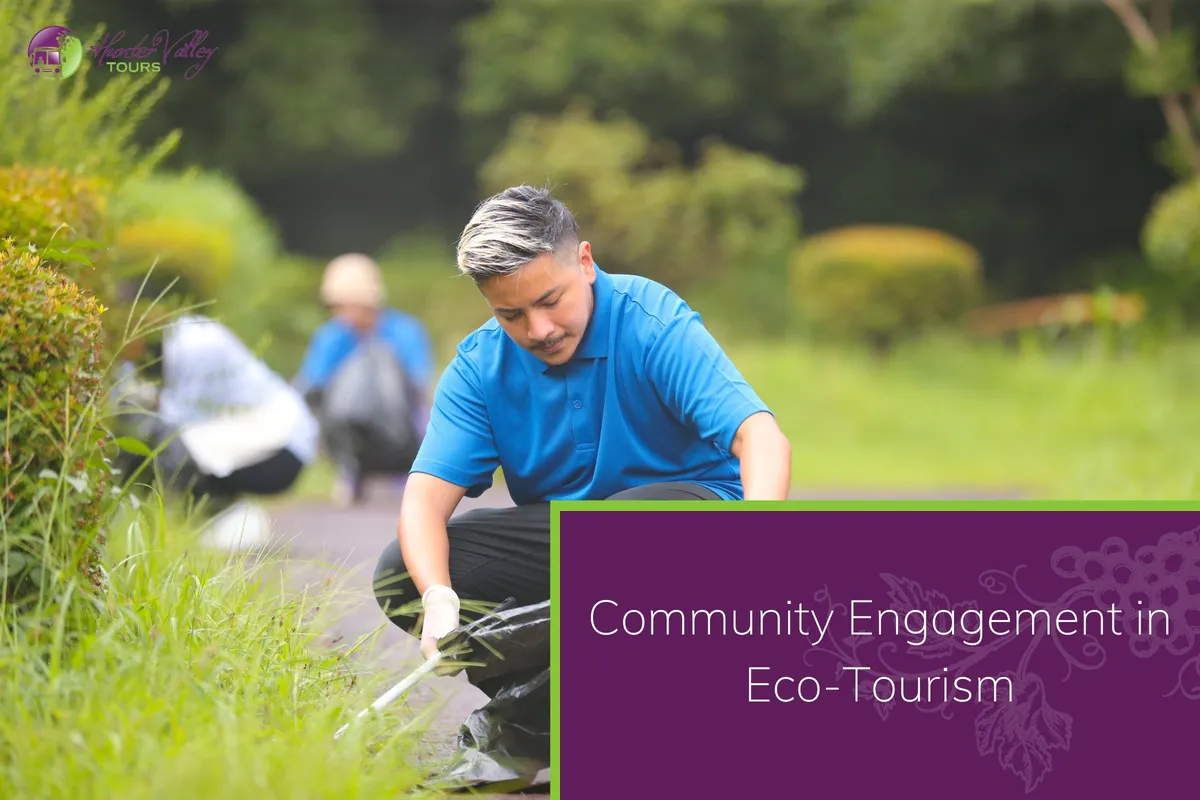 Man doing community engagement by cleaning through grass