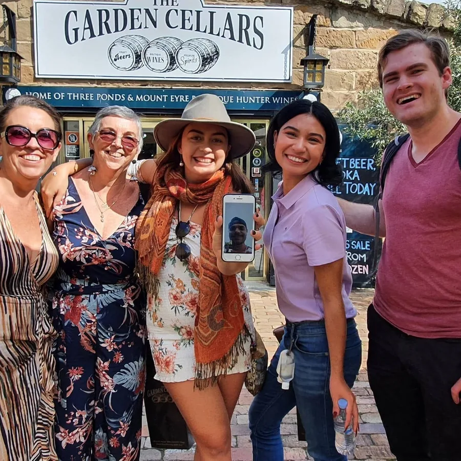 Five guests outside The Garden Cellars