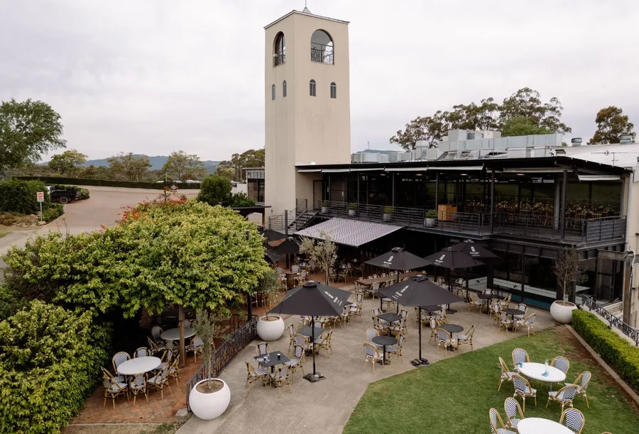 The outdoor seating terraces at The Lane Retreat's vineyard