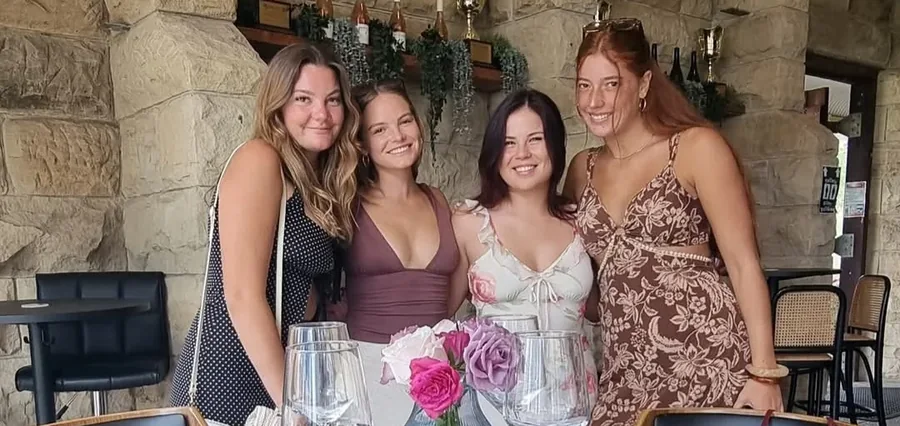 Four guests share a wine and chocolate tasting at a Hunter Valley cellar door