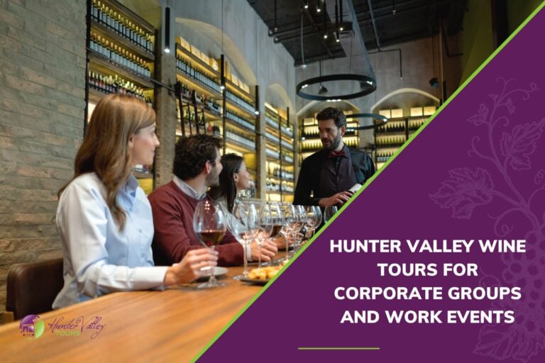 A corporate group at a wine tasting bar listening to a sommelier.